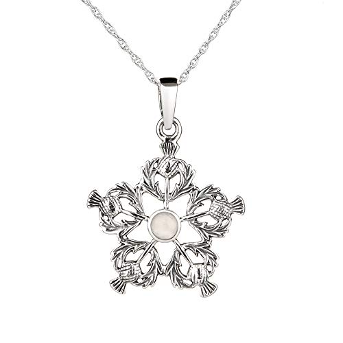 Eburya Thistle Star Pendant - Schottische Distel Kette aus Sterling Silber & Achat von Eburya