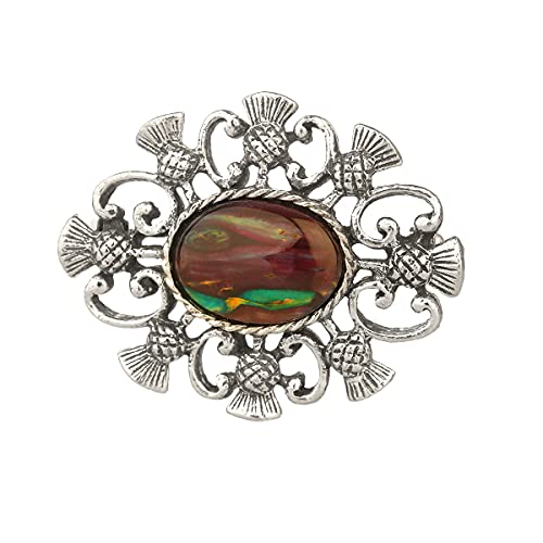 Heathergem Thistle - Edle Highland Brosche mit schottischen Disteln von Eburya