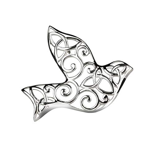 Iona Abbey's Dove Anstecknadel - keltisch inspirierte Taube aus Sterling Silber von Eburya