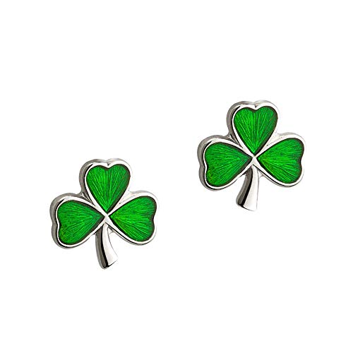 Irish Shamrock - Irische Kleeblatt Ohrstecker - Sterling Silber & Emaille aus Irland von Eburya