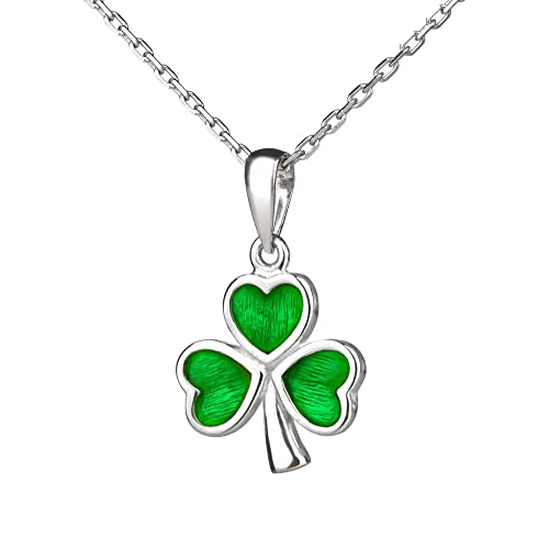 Eburya Irish Shamrock Kette - Irisches Kleeblatt aus Sterling Silber & grüner Emaille von Eburya