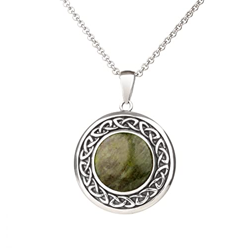 Silver Celtic Shield - Irische Kette aus Connemara Marmor & Sterling Silber von Eburya