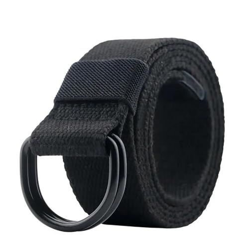 EcLusE Unisex Canvas Gürtel Doppel D-Ring Schnalle Gürtel Casual Canvas Gürtel für Jeans, Schwarz , 120 cm von EcLusE