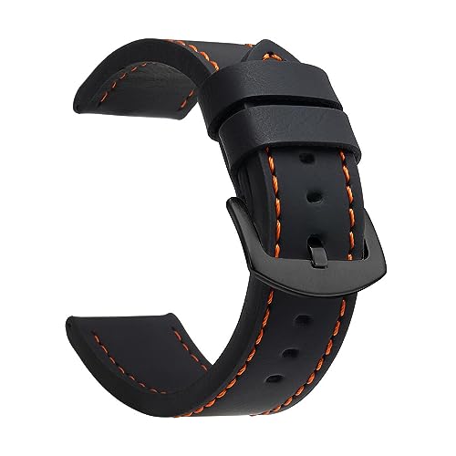 EcLusE Vintage-Uhrenarmband aus Leder mit Edelstahlschnalle, Schnellverschluss-Ersatzarmband für Damen und Herren, Schwarz Orange Schwarz, 22 mm EcLusE Vintage-Uhrenarmband aus Leder mit Edelstahlschnalle, Schnellverschluss-Ersatzarmband für Damen und Herren, Schwarz Orange Schwarz, 22 mm von EcLusE