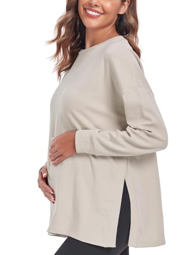 Ecavus Damen Umstandsshirt Langarm Loose Fit umstandstop Umstandskleidung Herbst&Winter von Ecavus