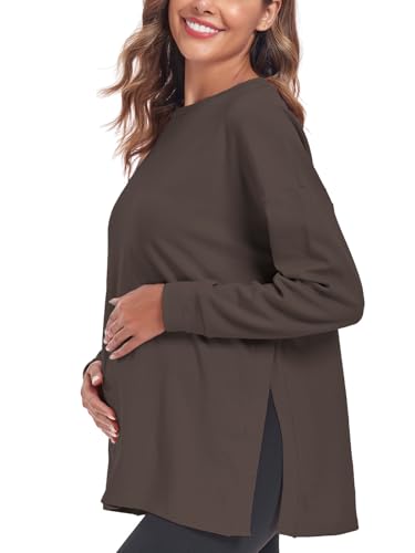 Ecavus Damen Umstandsshirt Langarm Loose Fit umstandstop Umstandskleidung Herbst&Winter von Ecavus