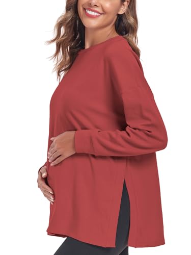 Ecavus Damen Umstandsshirt Langarm Loose Fit umstandstop Umstandskleidung Herbst&Winter von Ecavus