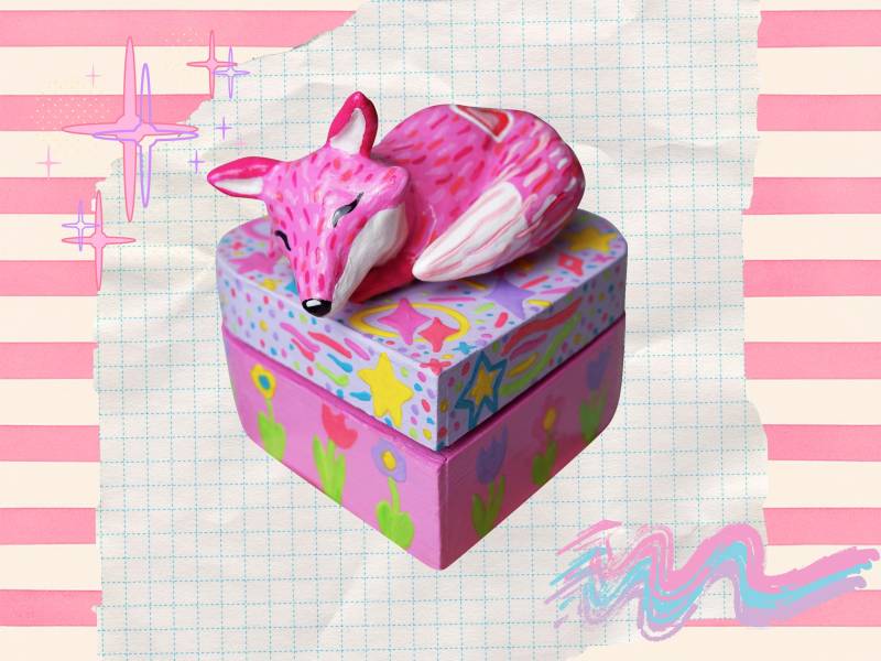 Handbemalte Fuchs Schmuckdose Tonskulptur Fuchs, Aufbewahrung Handbemalte Fuchs Schmuckdose Tonskulptur Fuchs, Aufbewahrung von EccentricEyes