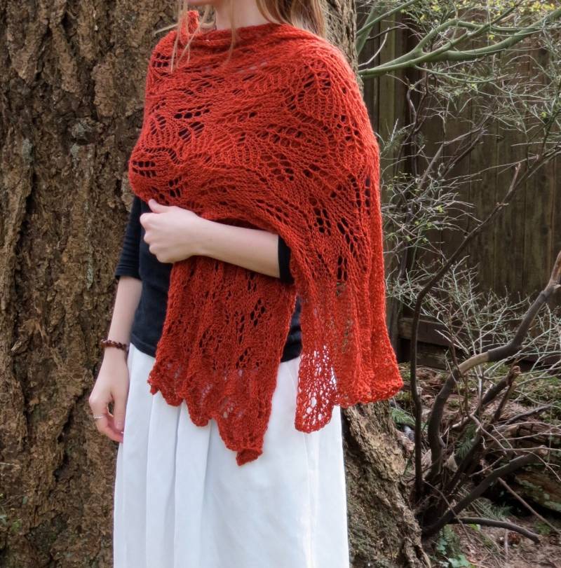 Pumpkin Spice Orange Brautspitze Handgestrickt Schultertuch Wickeln von EccentricWool