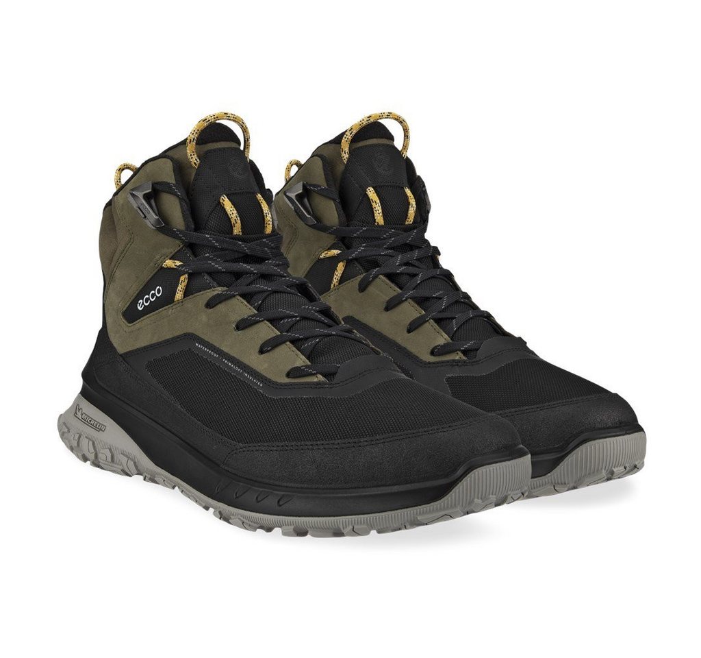Ecco ULT-TRN Mid WP PL Boots (wasserdicht, Nubukleder) schwarz/dunkelgrün Wanderschuh von Ecco