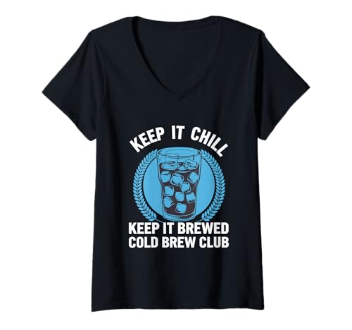 Damen Cafe Arbeiter lustiger Kaffeeliebhaber Eiskalte Brew T-Shirt mit V-Ausschnitt Damen Cafe Arbeiter lustiger Kaffeeliebhaber Eiskalte Brew T-Shirt mit V-Ausschnitt von Eced Latte Outfit Männer & Frauen