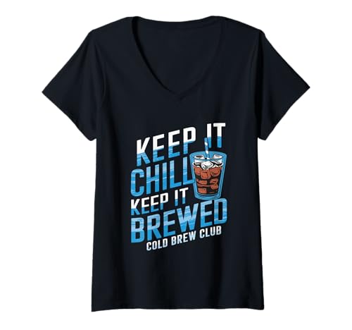 Damen Cafe Worker Barista Iced Coffee Lover Oktober Cold Brew Club T-Shirt mit V-Ausschnitt Damen Cafe Worker Barista Iced Coffee Lover Oktober Cold Brew Club T-Shirt mit V-Ausschnitt von Eced Latte Outfit Männer & Frauen