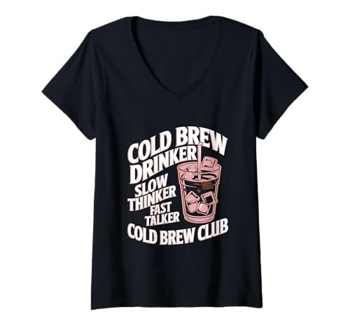 Damen Eced Latte Liebhaber Kaffee kaltes Brew Trinker Lustiger T-Shirt mit V-Ausschnitt Damen Eced Latte Liebhaber Kaffee kaltes Brew Trinker Lustiger T-Shirt mit V-Ausschnitt von Eced Latte Outfit Männer & Frauen