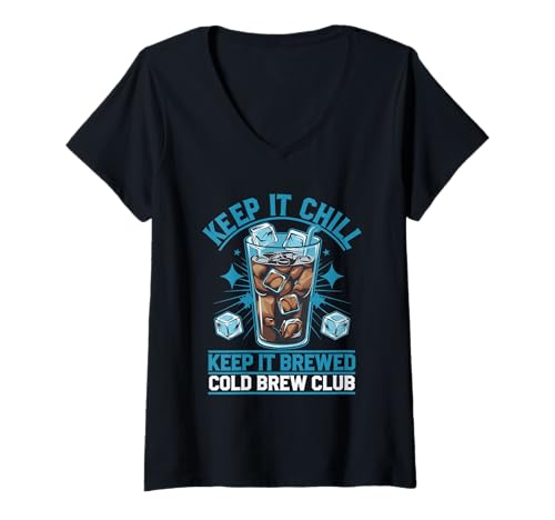 Damen Kaffee Lover Cafe Worker Cold Brew Club Lustige Barista T-Shirt mit V-Ausschnitt Damen Kaffee Lover Cafe Worker Cold Brew Club Lustige Barista T-Shirt mit V-Ausschnitt von Eced Latte Outfit Männer & Frauen