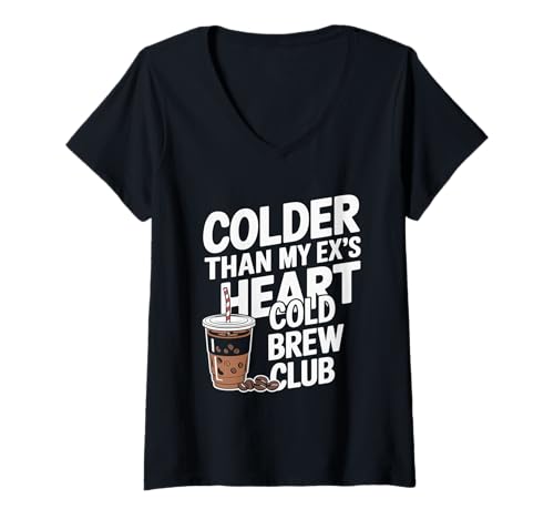 Damen Lustiger Cold Brew Club Eced Coffee Lover Espresso Barista T-Shirt mit V-Ausschnitt Damen Lustiger Cold Brew Club Eced Coffee Lover Espresso Barista T-Shirt mit V-Ausschnitt von Eced Latte Outfit Männer & Frauen