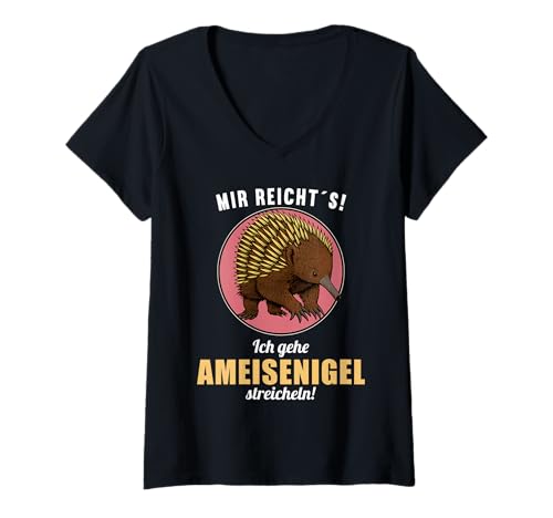 Damen Echidna Ameisenigel T-Shirt mit V-Ausschnitt von Echidna Ameisenigel Tier Shop