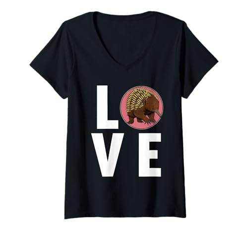 Damen Echidna Ameisenigel T-Shirt mit V-Ausschnitt von Echidna Ameisenigel Tier Shop