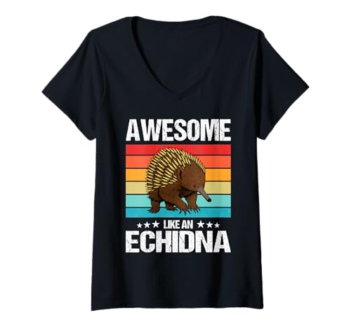 Damen Echidna Ameisenigel T-Shirt mit V-Ausschnitt von Echidna Ameisenigel Tier Shop
