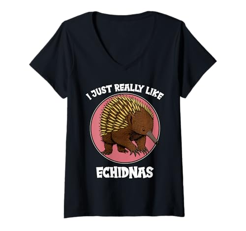 Damen Echidna Ameisenigel T-Shirt mit V-Ausschnitt von Echidna Ameisenigel Tier Shop