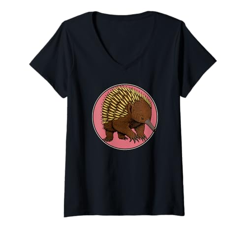 Damen Echidna Ameisenigel T-Shirt mit V-Ausschnitt von Echidna Ameisenigel Tier Shop