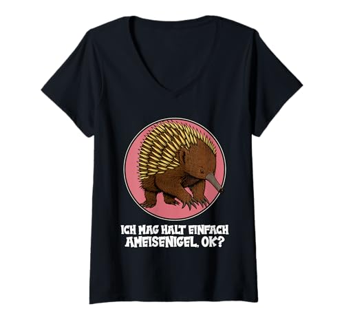Damen Echidna Ameisenigel T-Shirt mit V-Ausschnitt von Echidna Ameisenigel Tier Shop