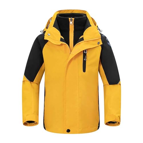 Echinodon 3 in 1 Jacke Kinder Mädchen Jungen Outdoorjacke Wasserabweisend Winddicht Funktionsjacke Wanderjacke Gelb 160 von Echinodon