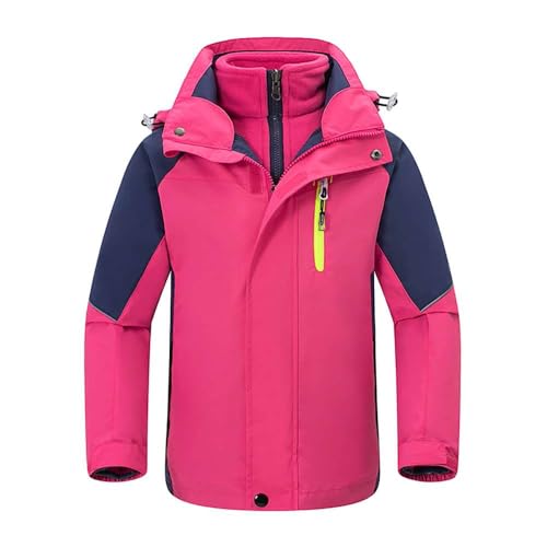 Echinodon 3 in 1 Jacke Kinder Mädchen Jungen Outdoorjacke Wasserabweisend Winddicht Funktionsjacke Wanderjacke Rosa 140 von Echinodon