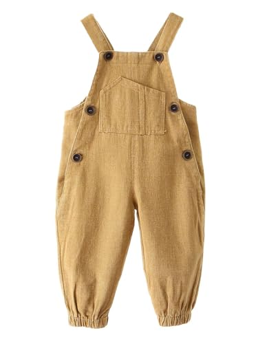 Echinodon Baby Cargo-Latzhose Kleinkind Jungen Mädchen Freizeit Hose Latzhose Beige 104 von Echinodon