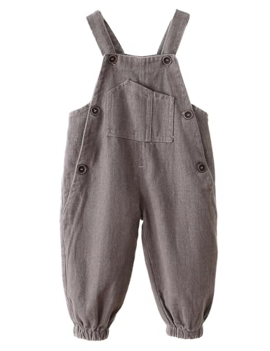 Echinodon Baby Cargo-Latzhose Kleinkind Jungen Mädchen Freizeit Hose Latzhose Grau 86 von Echinodon