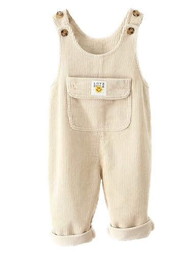 Echinodon Baby Cord-Latzhose Kleinkind Hose Jungen Mädchen Freizeit Hose C-Beige 104 von Echinodon