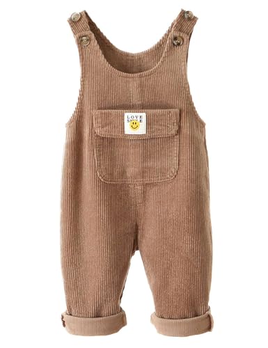 Echinodon Baby Cord-Latzhose Kleinkind Hose Jungen Mädchen Freizeit Hose C-Khaki 104 von Echinodon