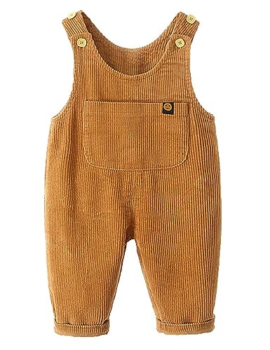 Echinodon Baby Cord-Latzhose Kleinkind Hose Jungen Mädchen Khaki 90 von Echinodon