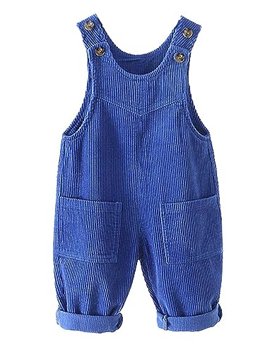 Echinodon Baby Cord-Latzhose Kleinkind Hose Jungen Mädchen Latzhose Blau 100 von Echinodon