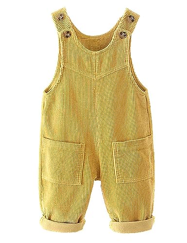 Echinodon Baby Cord-Latzhose Kleinkind Hose Jungen Mädchen Latzhose Gelb 104 von Echinodon