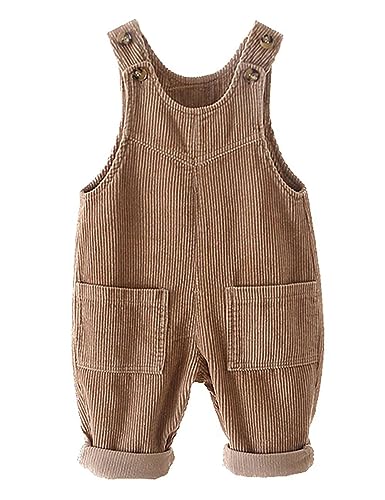 Echinodon Baby Cord-Latzhose Kleinkind Hose Jungen Mädchen Latzhose Khaki 100 von Echinodon