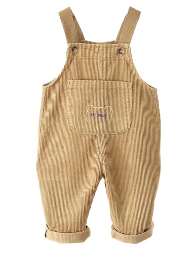 Echinodon Baby Cord-Latzhose Kleinkind Jungen Mädchen Freizeit Hose Latzhose Braun 104 von Echinodon