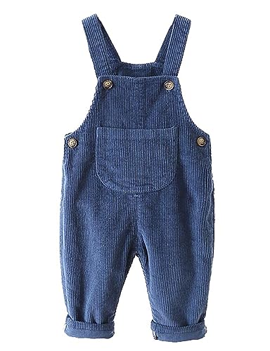 Echinodon Baby Cord-Latzhose Kleinkind Jungen Mädchen Hose Blau 100 von Echinodon