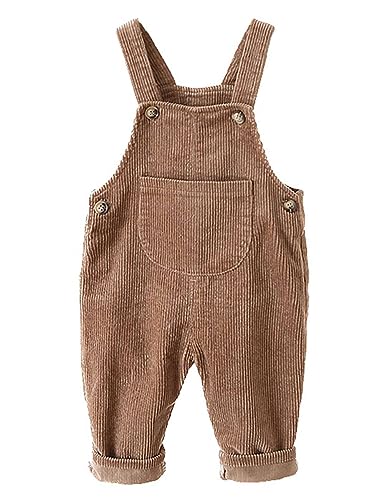 Echinodon Baby Cord-Latzhose Kleinkind Jungen Mädchen Hose Khaki 80 von Echinodon