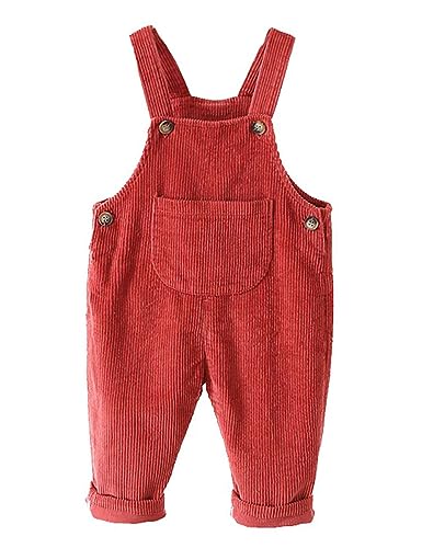 Echinodon Baby Cord-Latzhose Kleinkind Jungen Mädchen Hose Rot 92 von Echinodon