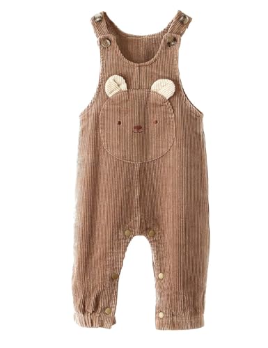 Echinodon Baby Cord-Latzhose Kleinkind Jungen Mädchen Latzhose Freizeit Hose A-Braun 73 von Echinodon