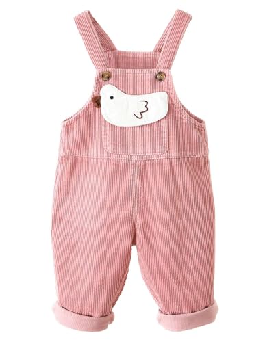 Echinodon Baby Cord-Latzhose Kleinkind Jungen Mädchen Latzhose Freizeit Hose Küken Rosa 98 von Echinodon