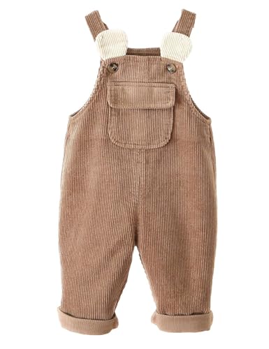 Echinodon Baby Cord-Latzhose Kleinkind Jungen Mädchen Latzhose Freizeit Hose mit Ohren Beige 92 von Echinodon