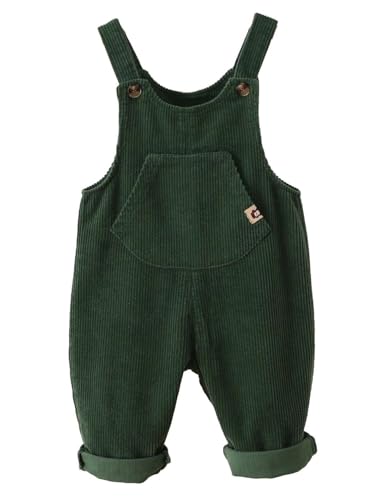 Echinodon Baby Cord Latzhose Overall Kleinkind Jungen Mädchen Hose C-grün 80 von Echinodon