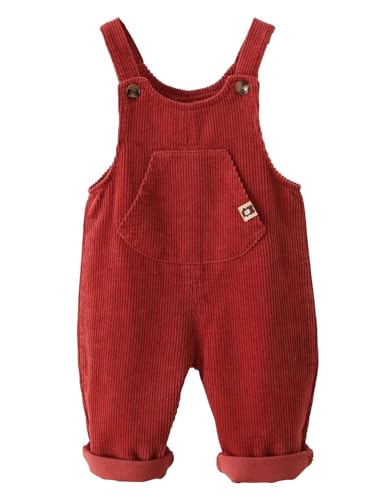 Echinodon Baby Cord Latzhose Overall Kleinkind Jungen Mädchen Hose C-rot 80 von Echinodon