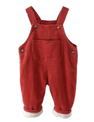 Echinodon Baby Cord-Latzhose mit Samtfutter Kleinkind Jungen Mädchen Hose C-Rot 6 von Echinodon