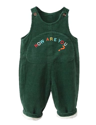 Echinodon Baby Cord-Latzhose mit Samtfutter Kleinkind Jungen Mädchen Hose Grün 2 von Echinodon