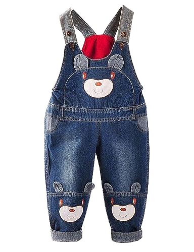 Echinodon Baby Denim-Latzhose Kleinkind Jeanshose Baumwolle Hose Jungen Mädchen C 100 von Echinodon