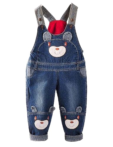 Echinodon Baby Denim-Latzhose Kleinkind Jeanshose Baumwolle Hose Jungen Mädchen C 110 von Echinodon