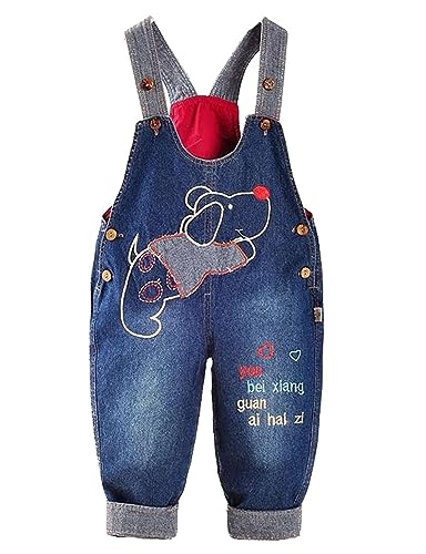 Echinodon Baby Denim-Latzhose Kleinkind Jeanshose Baumwolle Hose Jungen Mädchen F 100 von Echinodon