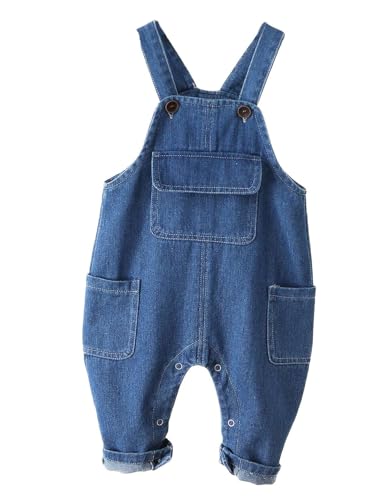 Echinodon Baby Denim-Latzhose Kleinkind Jeanshose Jungen Mädchen Freizeit Hose Latzhose E 98 von Echinodon